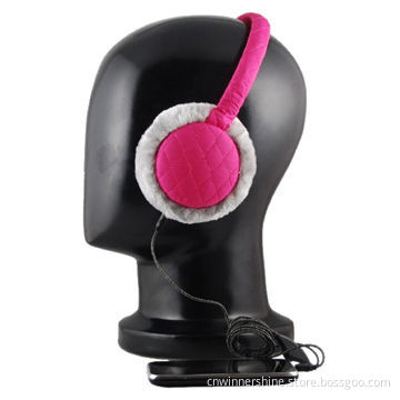 Audio Earmuff with Winter Warm Stylish Plush Adjustable Headphone 3.5mm jack for iPhone iPod OEM